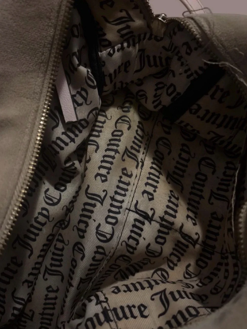 Juicy Couture Suede Satchel with Beige Trim
